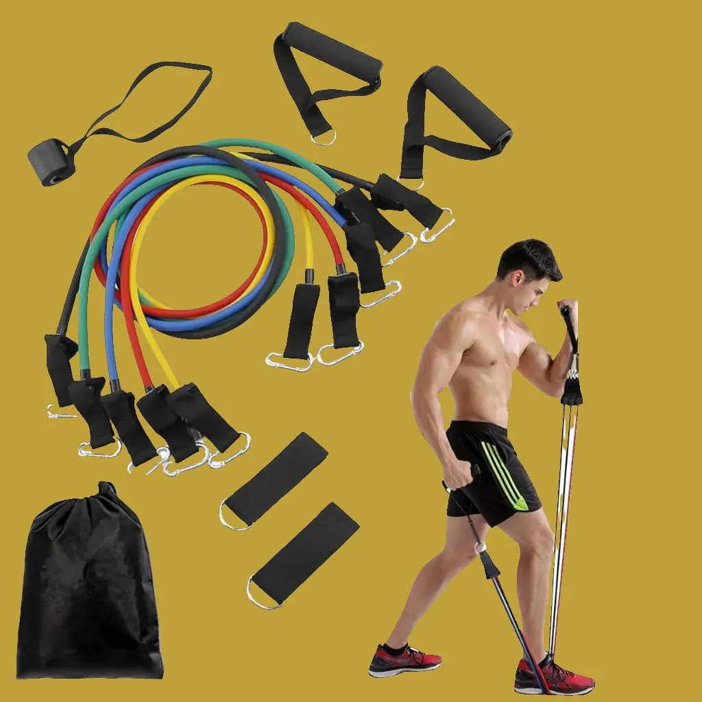 11-Piece Resistance Bands Set - Adjustable Exercise Bands for Sports, Fitness, and Therapy