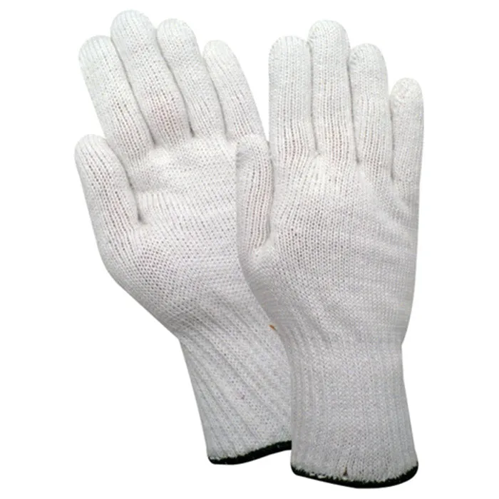 1120 White 100% Poly Seamless Knit Gloves, Snug Fit Wrist, Sizes S-XL, Sold by Pair or Dozen