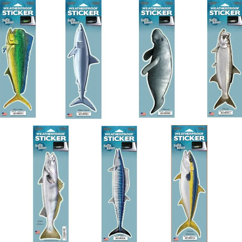 12 inch Fish Decal Stickers Wahoo, Mahi, White Seabass, Yellow Fin Tuna & Many more