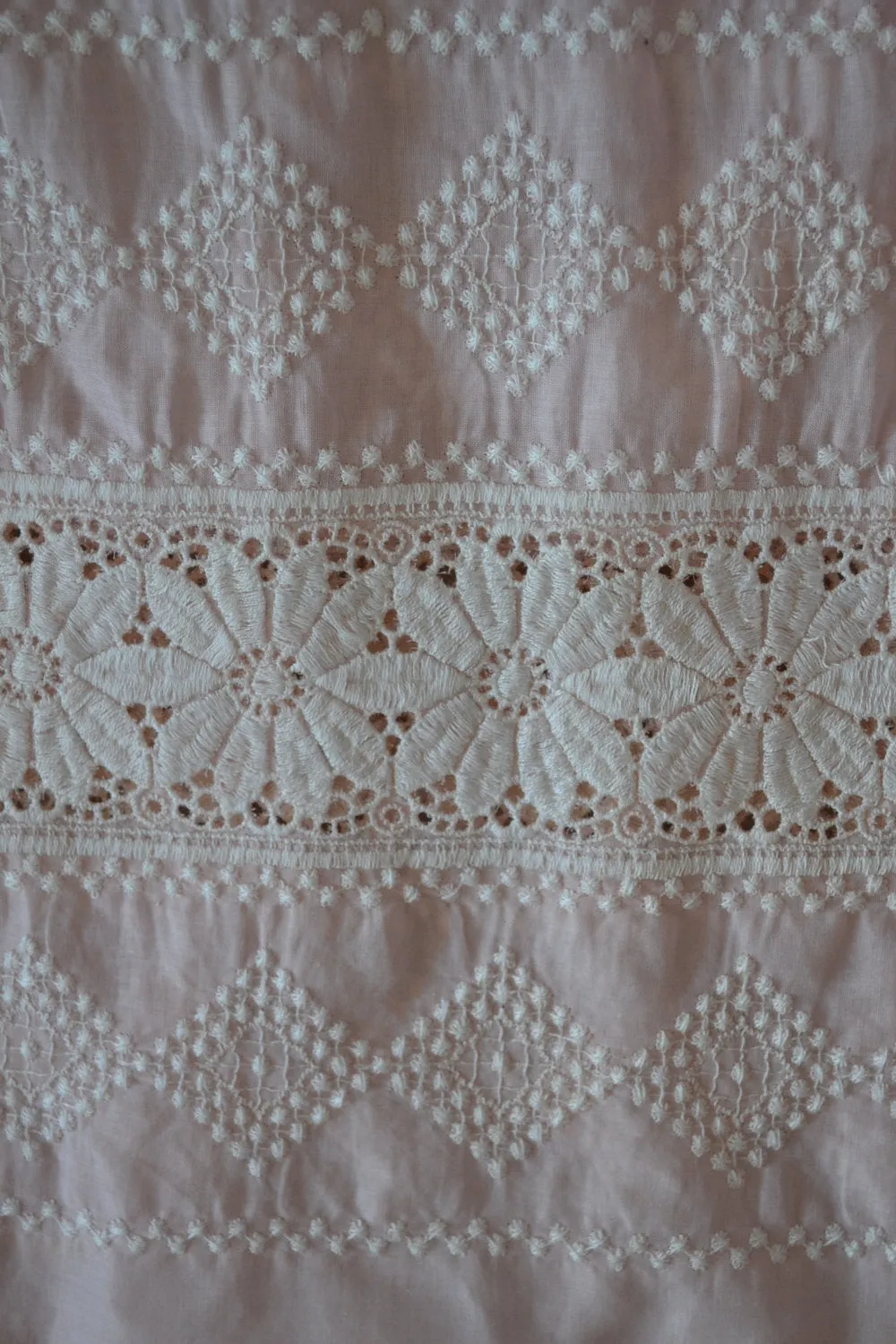 1950s Pale Pink Dress Eyelet Lace