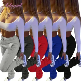 2021 New!!! Women Solid High Waist Drawstring Bell Bottom Flare Pleated Pants Sizes S - 3XL