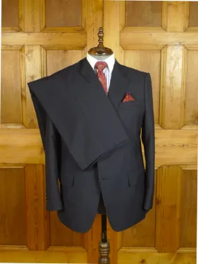 24/0595 immaculate apsley mayfair bespoke 2009 super 120s wool navy blue pin-stripe suit 42 short