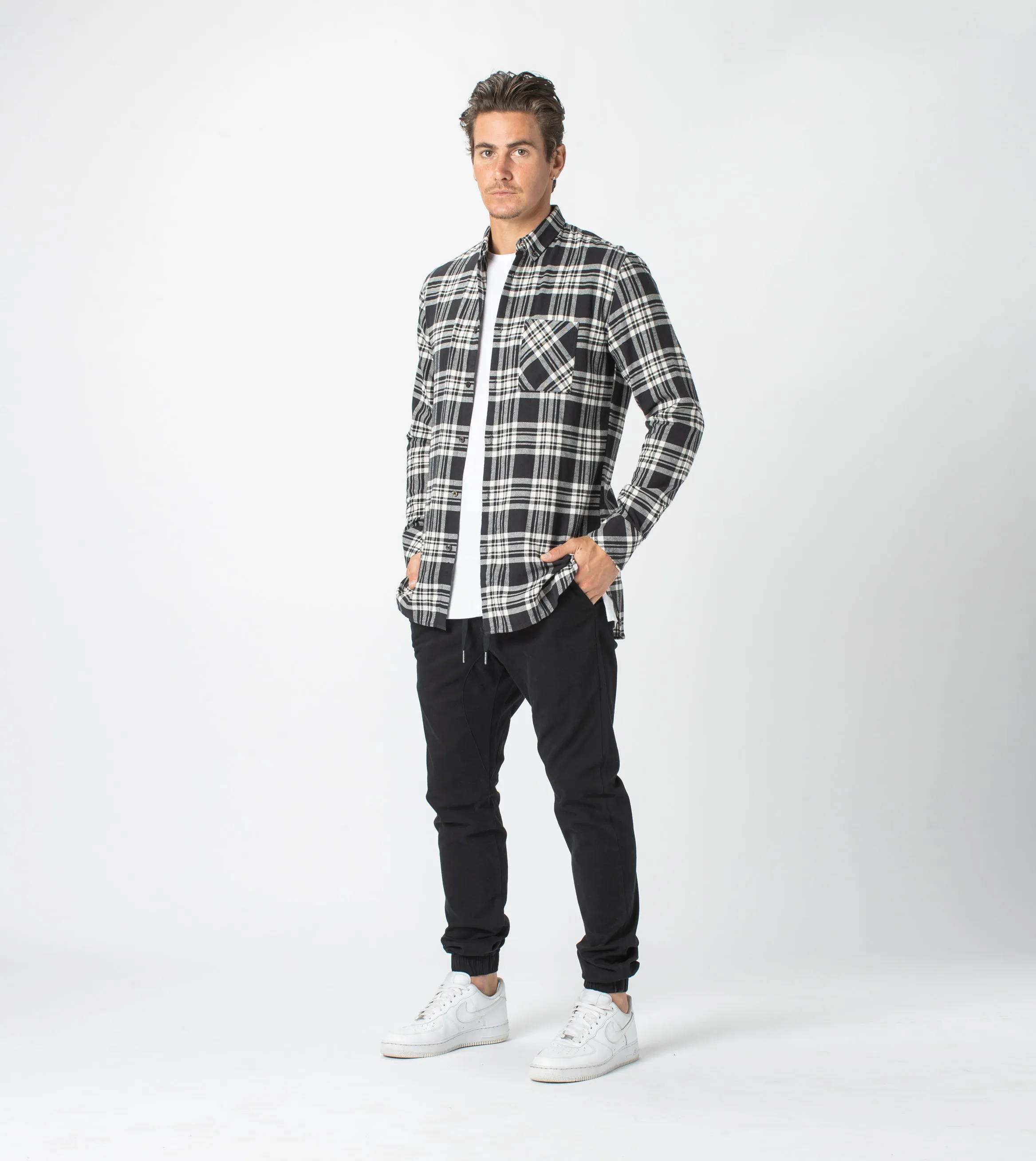 7 Foot Work Flannel LS Shirt Black/Milk