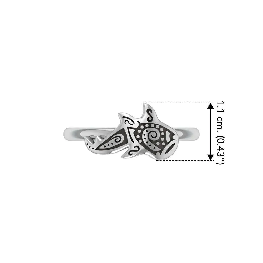 Aboriginal Whale Shark Silver Ring by DiveSilver TRI2517