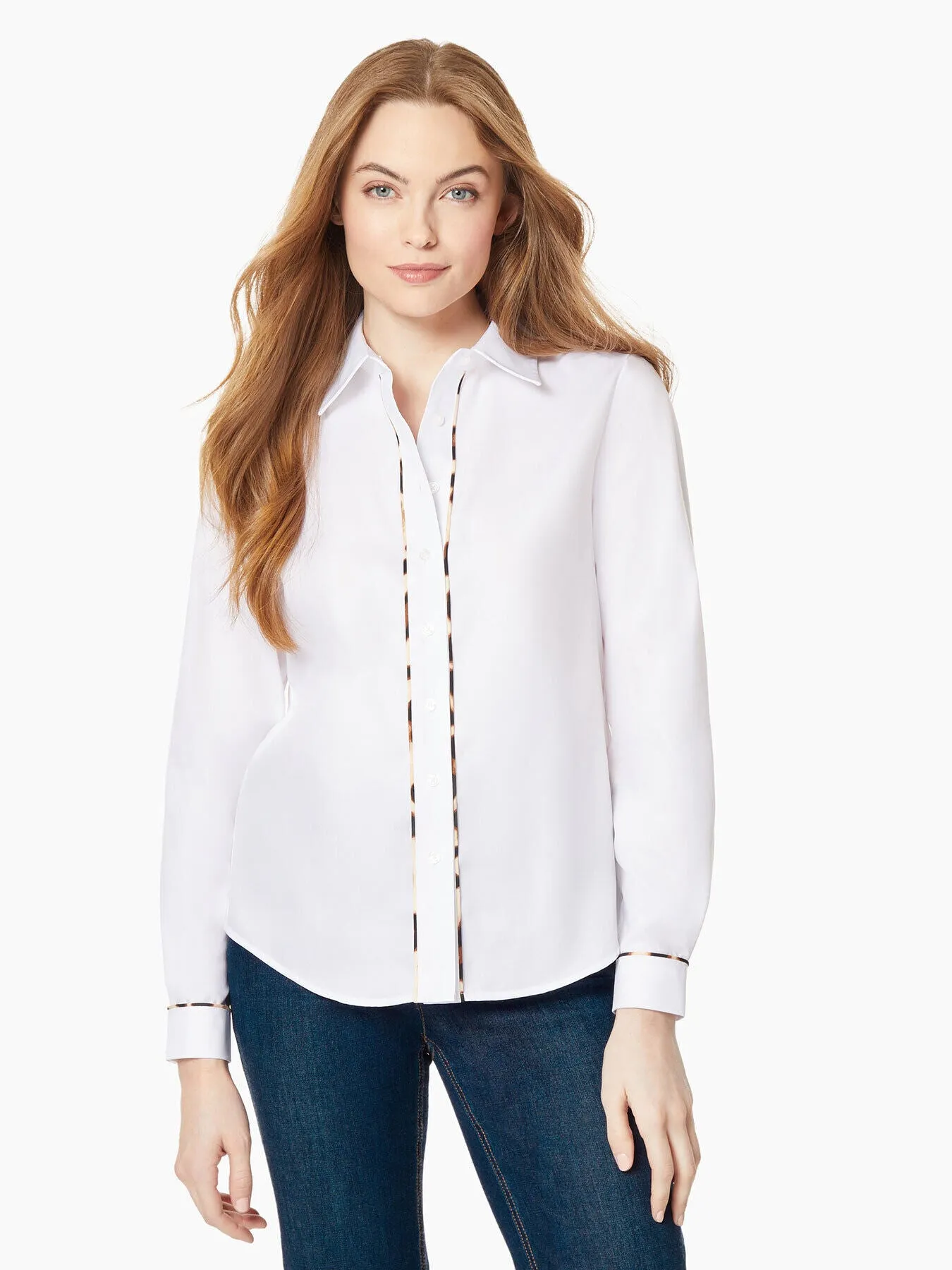 Animal Trim Easy-Care Oxford Button-Up Shirt