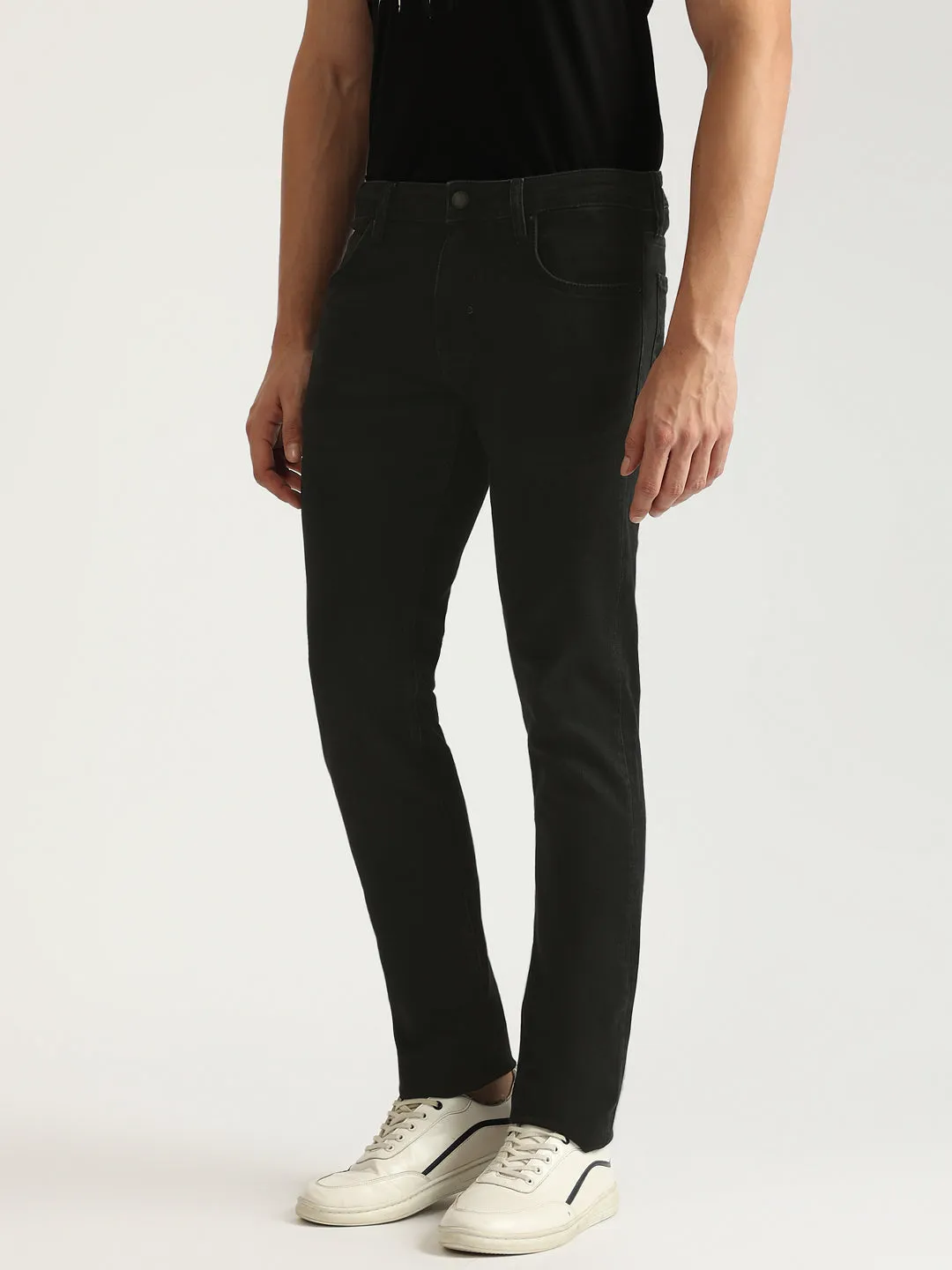 Antony Morato Men Black Washed Mid-Rise Slim Fit Jeans