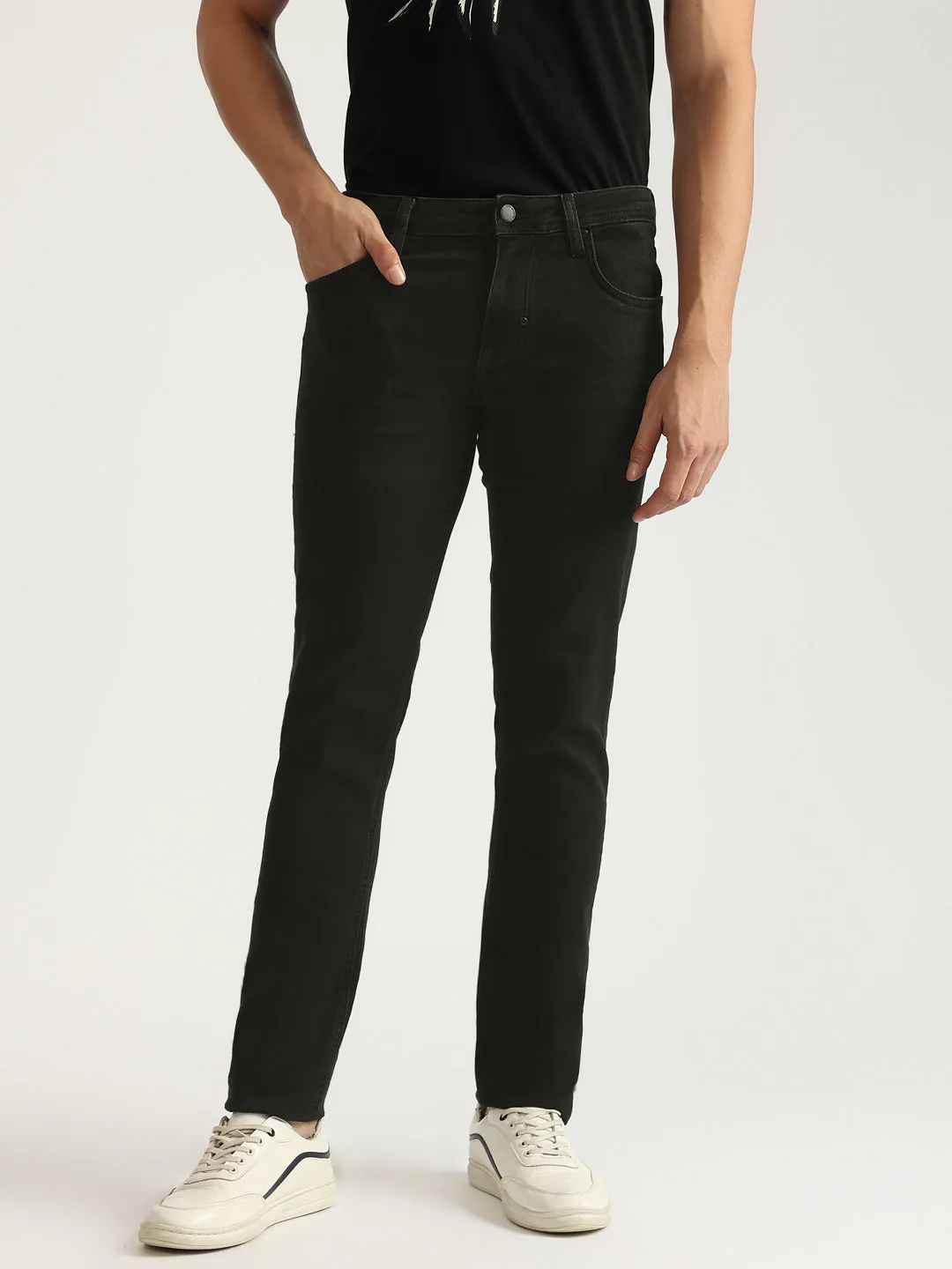 Antony Morato Men Black Washed Mid-Rise Slim Fit Jeans