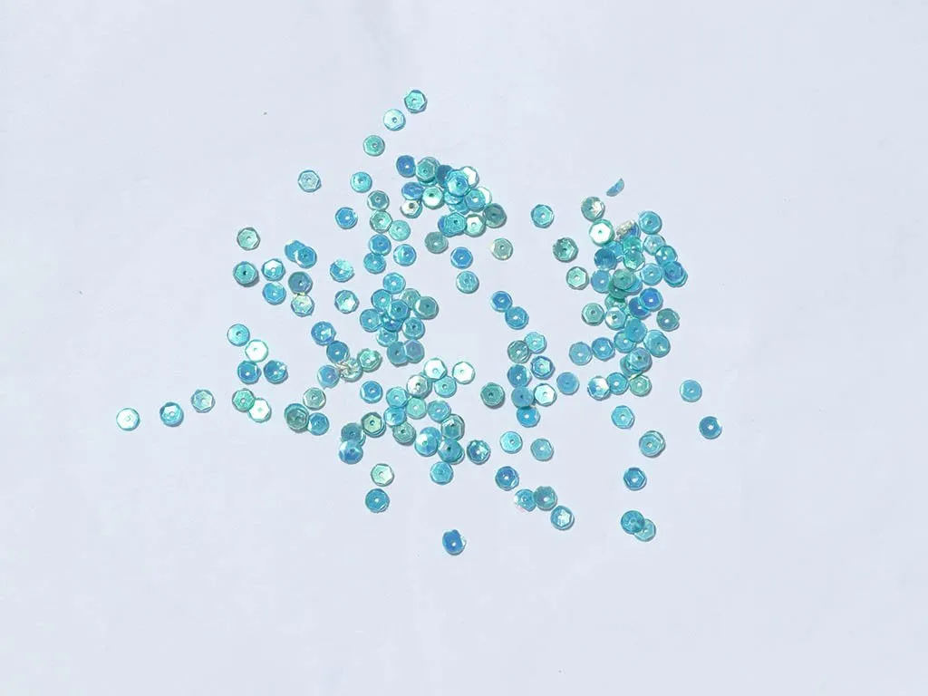 Aqua Blue Flat Circular Plastic Sequins - 3 mm