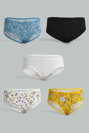 Assorted Print/Plain Boyleg Briefs (5-Pack)