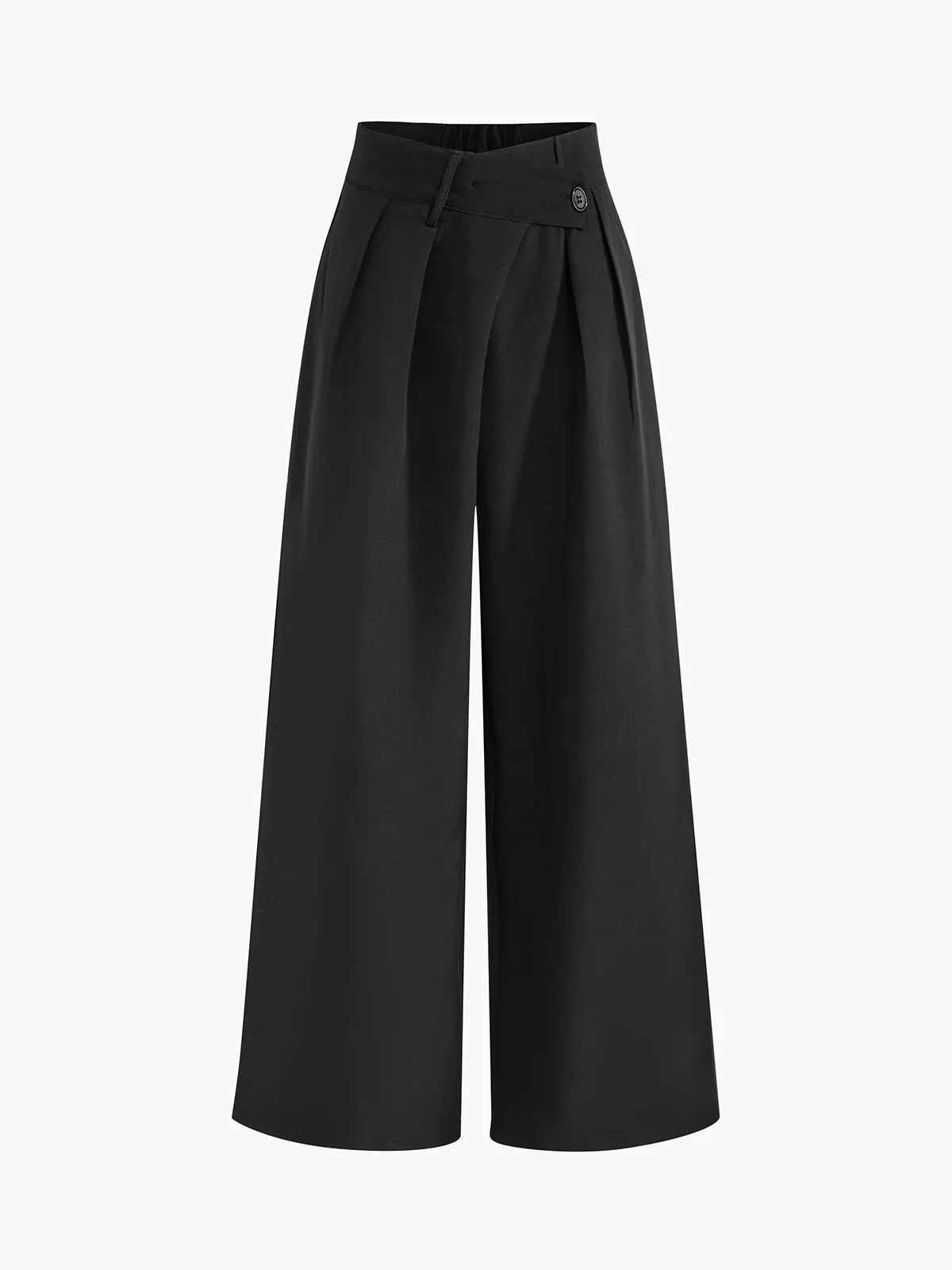 Asymmetric Buttoned Wide Trendy Leg Dress Pants