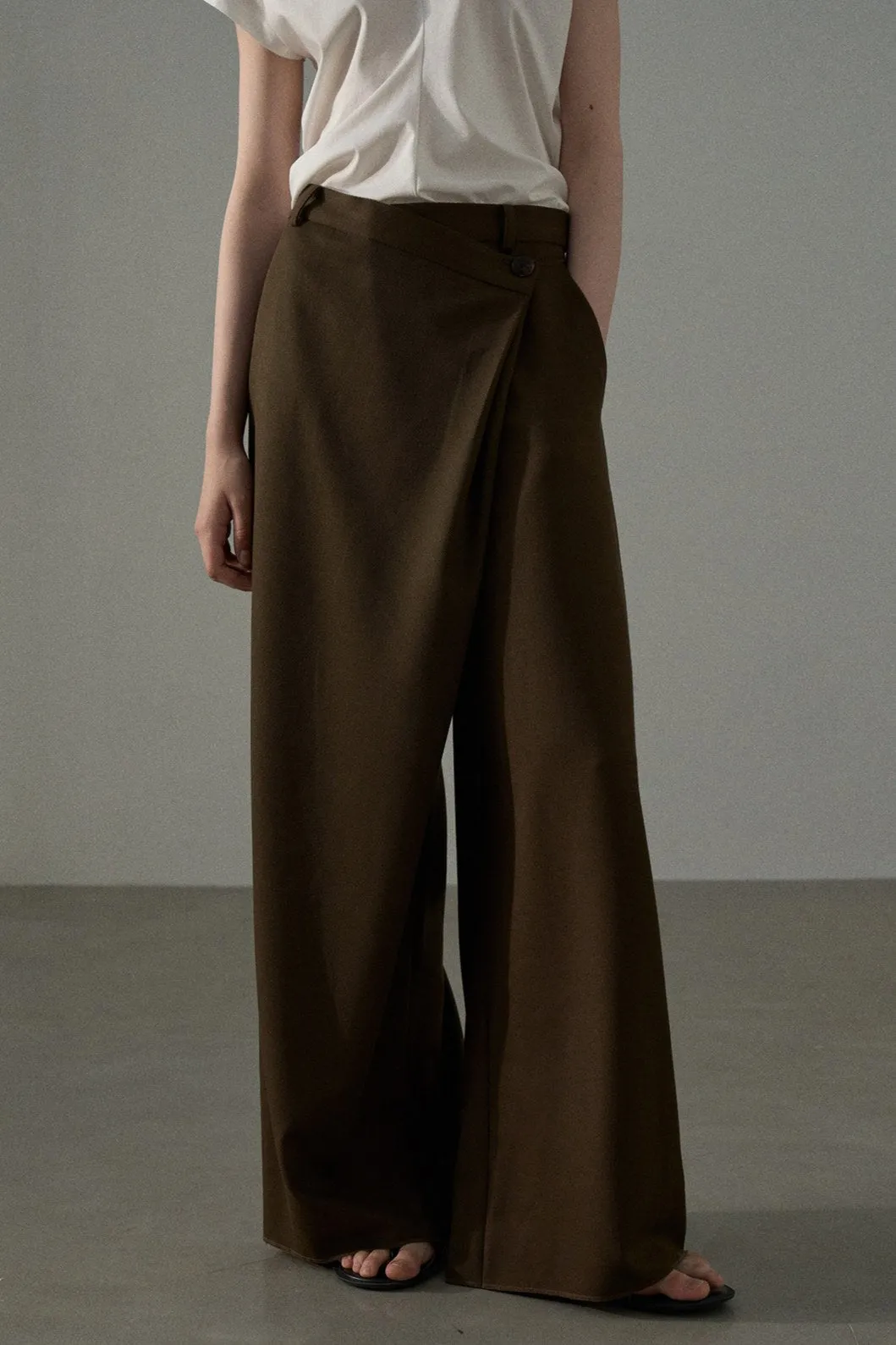 Asymmetrical waist loose suit pants | 3 color