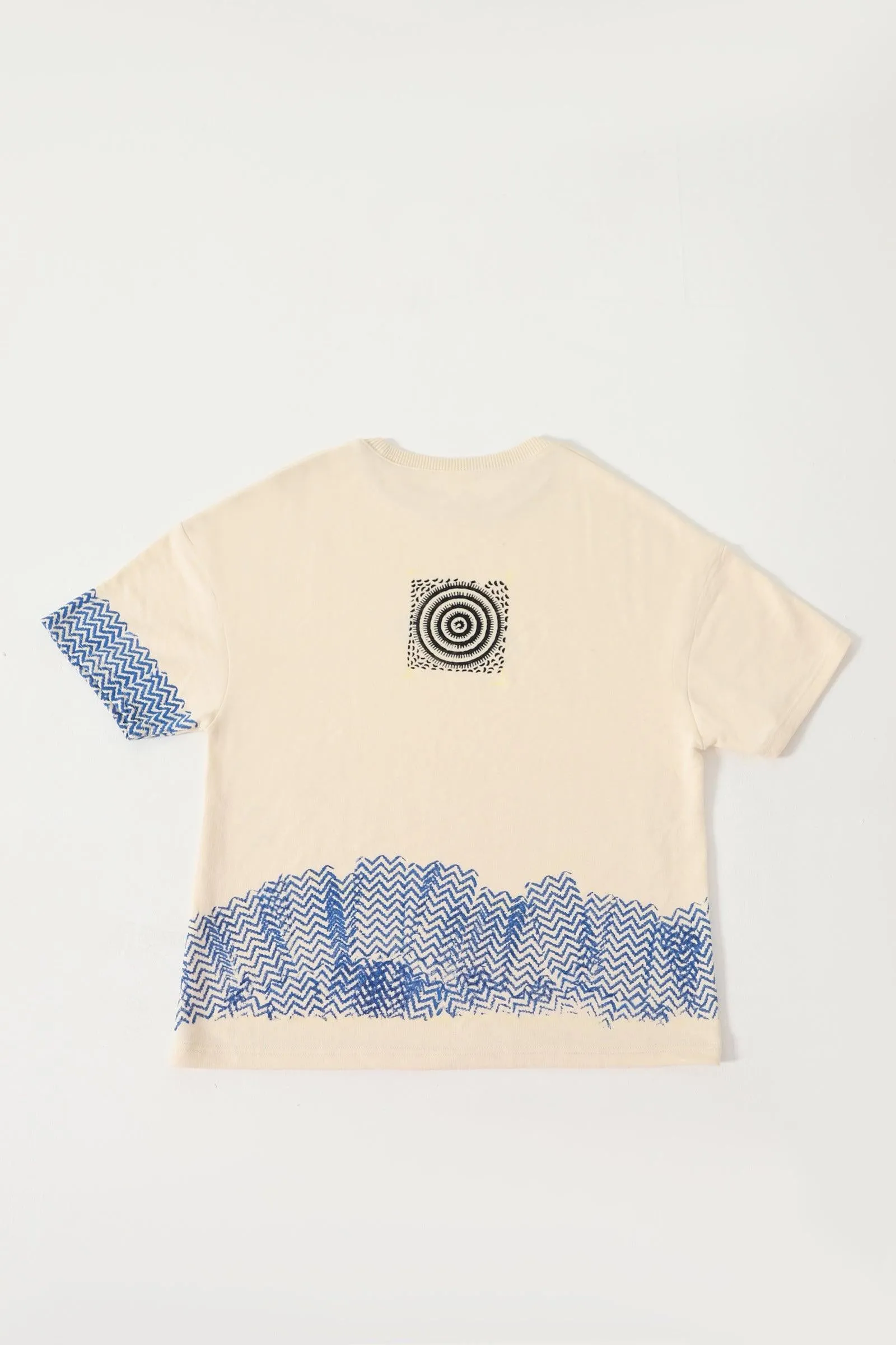 BEIGE BLOCK PRINTED T-SHIRT