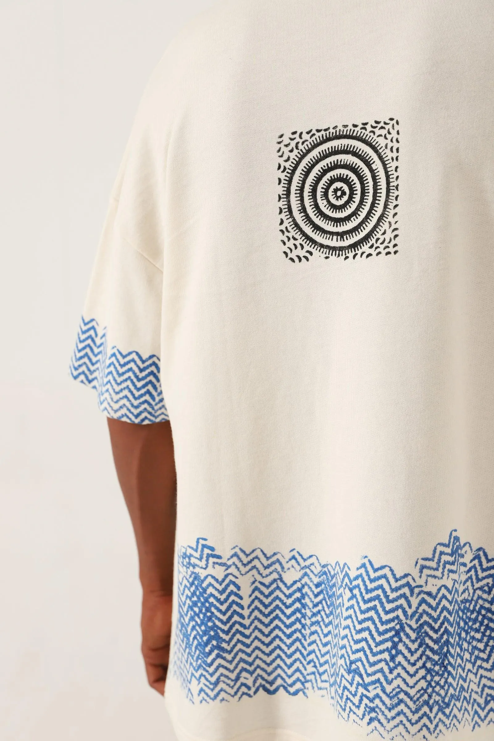 BEIGE BLOCK PRINTED T-SHIRT