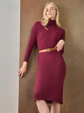 Belted Turtleneck Sweater Dress