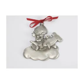 Big Blue Pewter Shark Angel Christmas Tree Ornament Finning