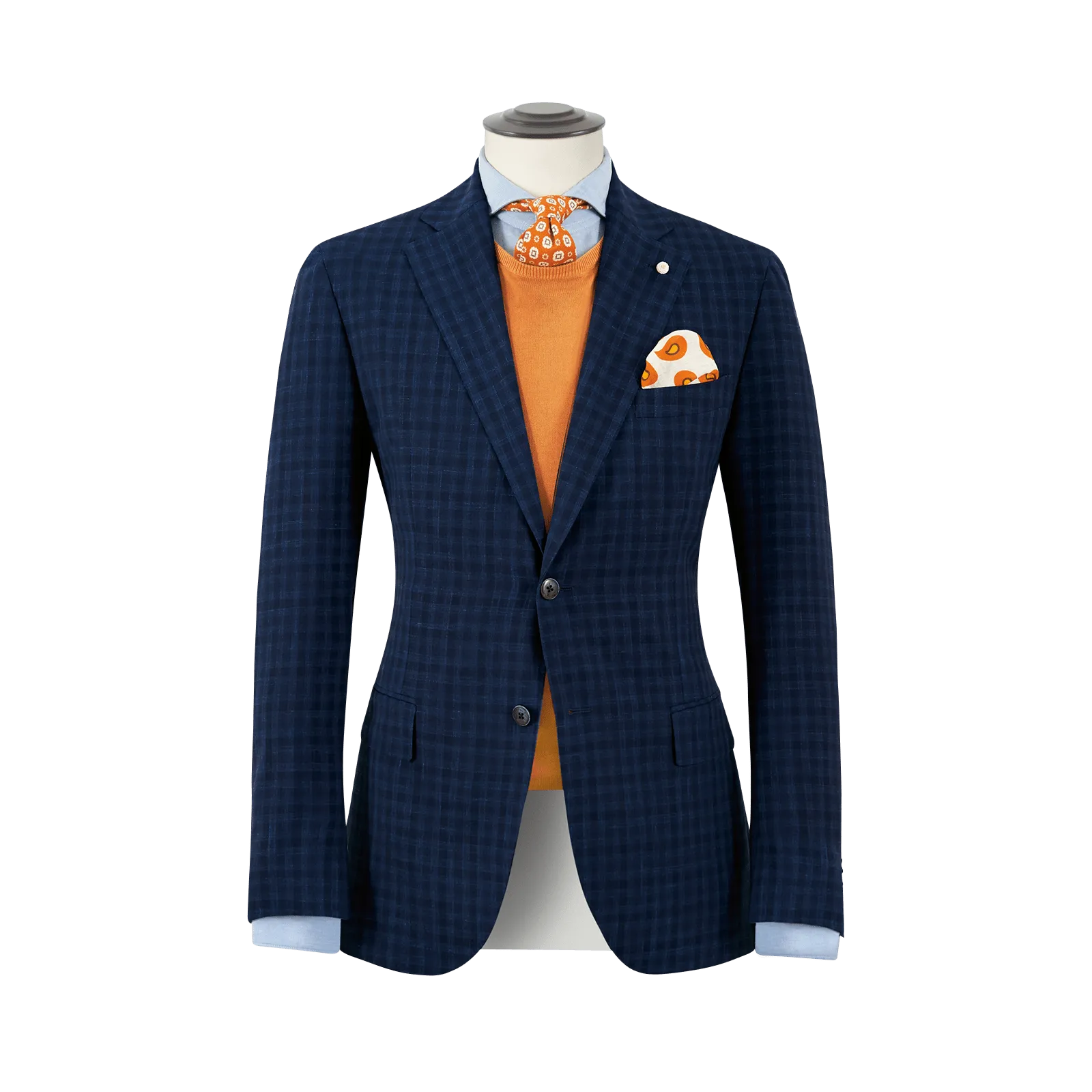 BLUE DAMIER TONE ON TONE SUIT