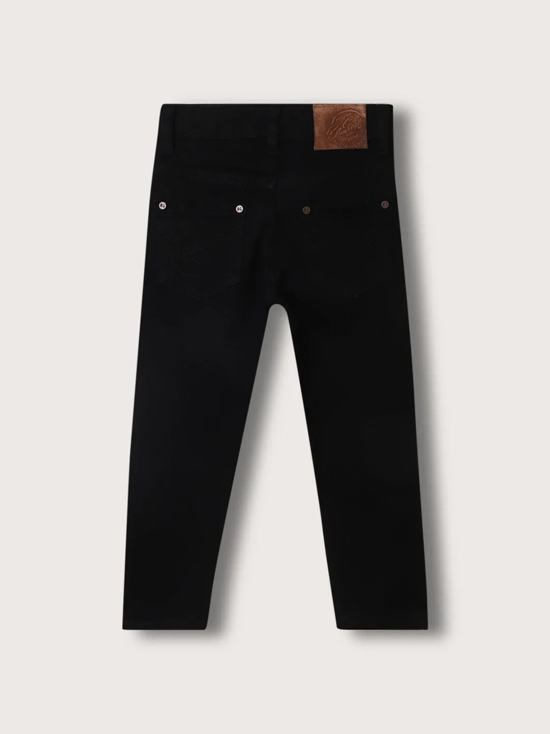 Blue Giraffe Boys Black Solid Slim Fit Jeans