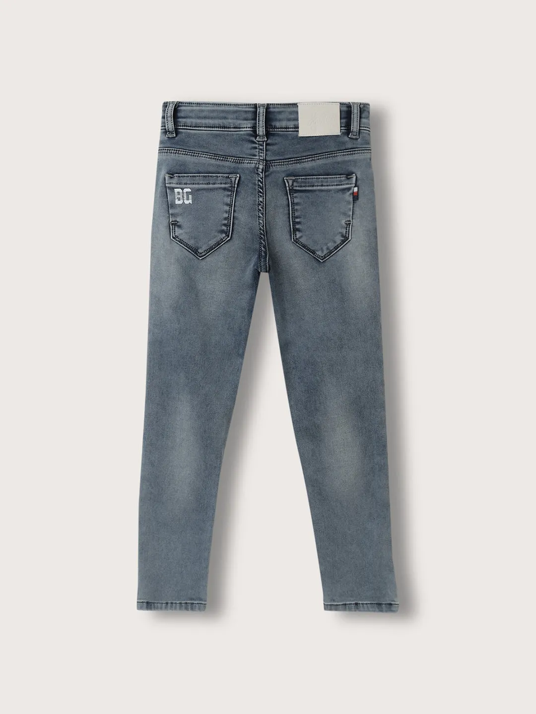 Blue Giraffe Boys Blue Solid Slim Fit Jeans