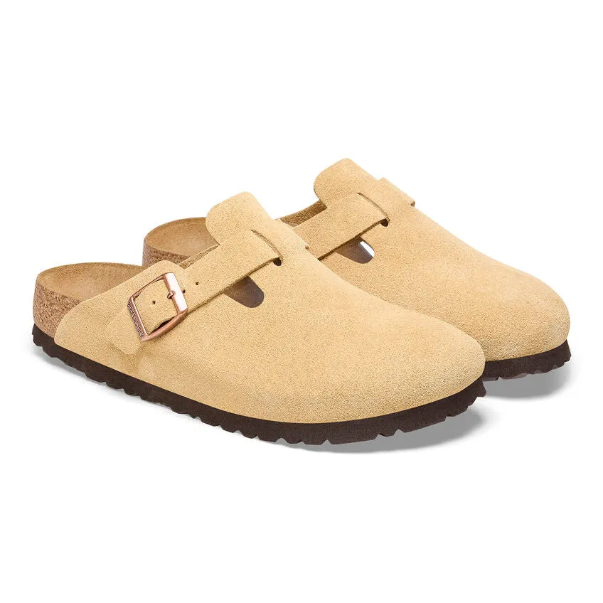 Boston Buckle Classic Footbed Mule in Latte Cream