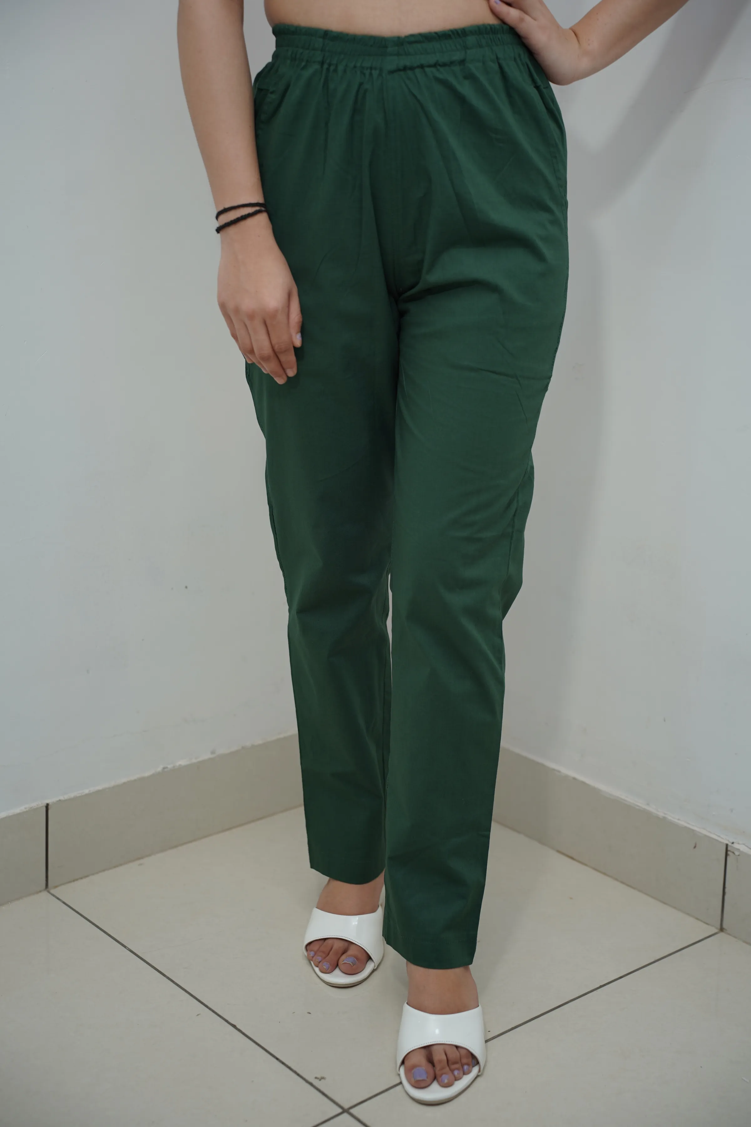 Bottle Green Cotton Kurti Pant