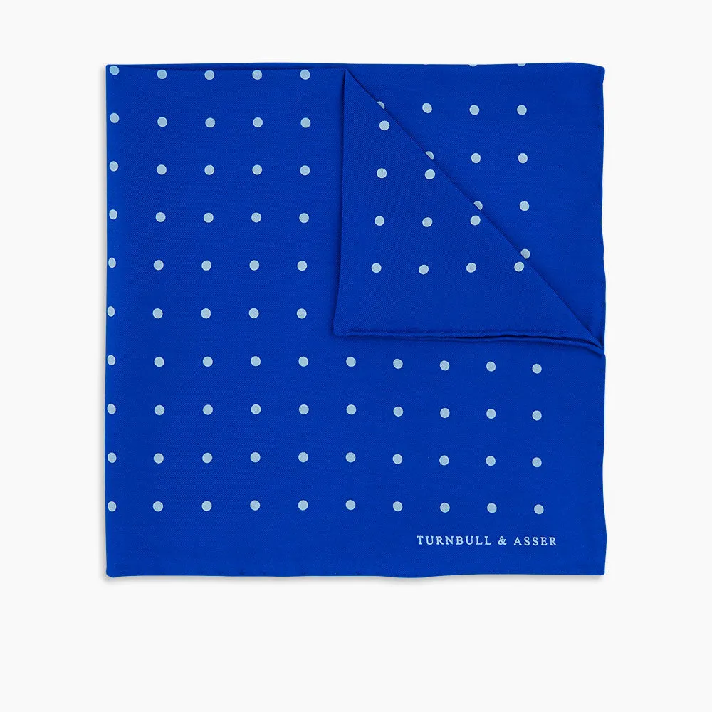 Bright Blue Spot Silk Pocket Square