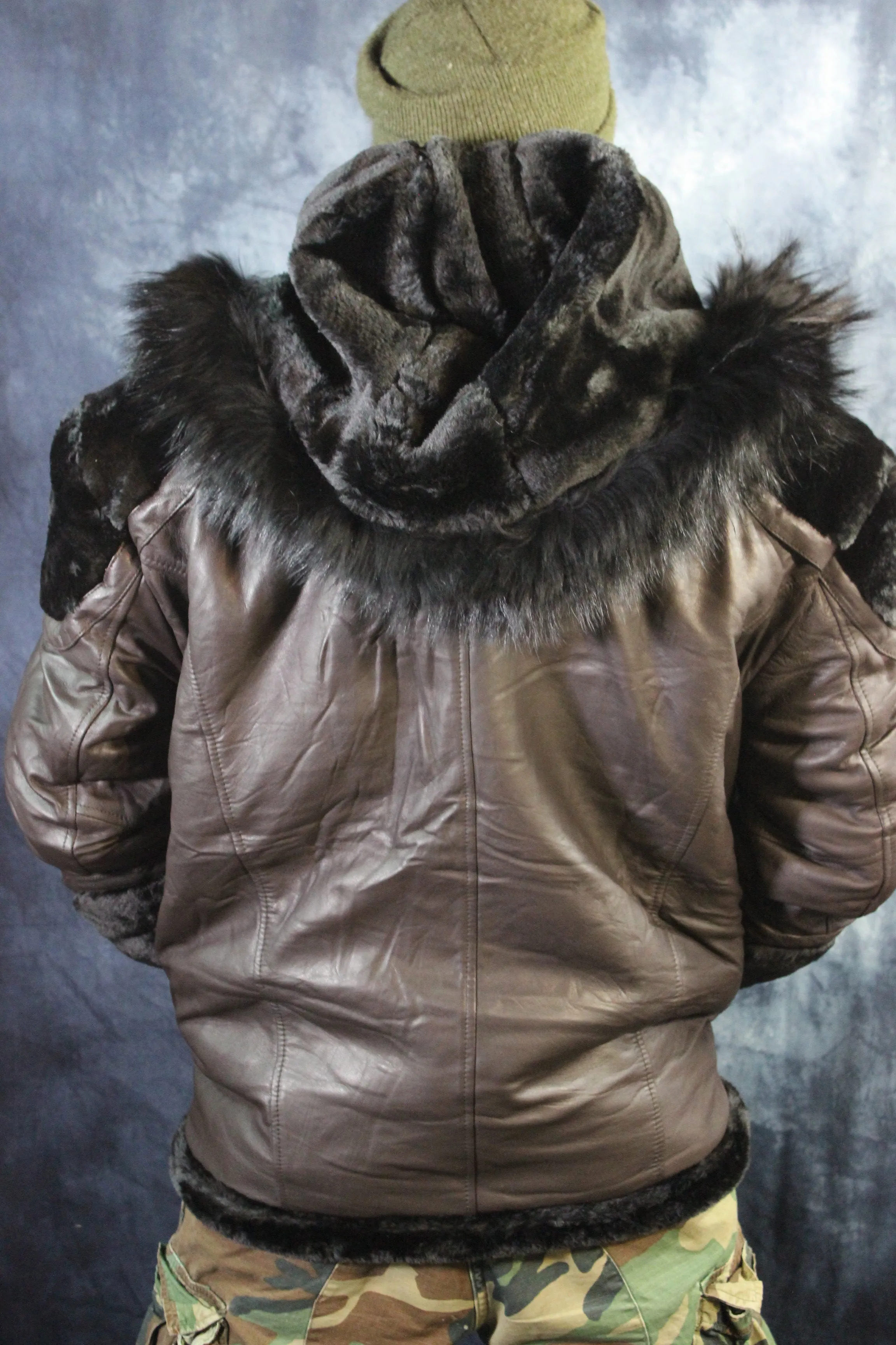 Brown Leather and Fur Jacket by Otter and The Fox