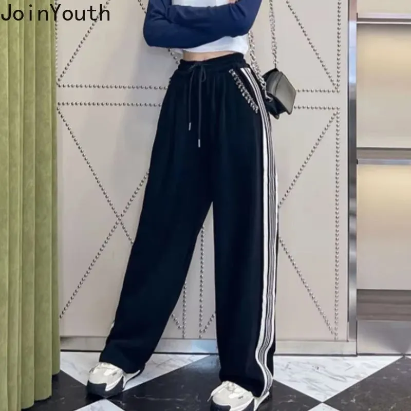 Casual Sweatpants Women 2023 New Bottoms High Waist Straight Trousers Diamond Y2K Wide Leg Pants Casual Fashion Pantalon Femme