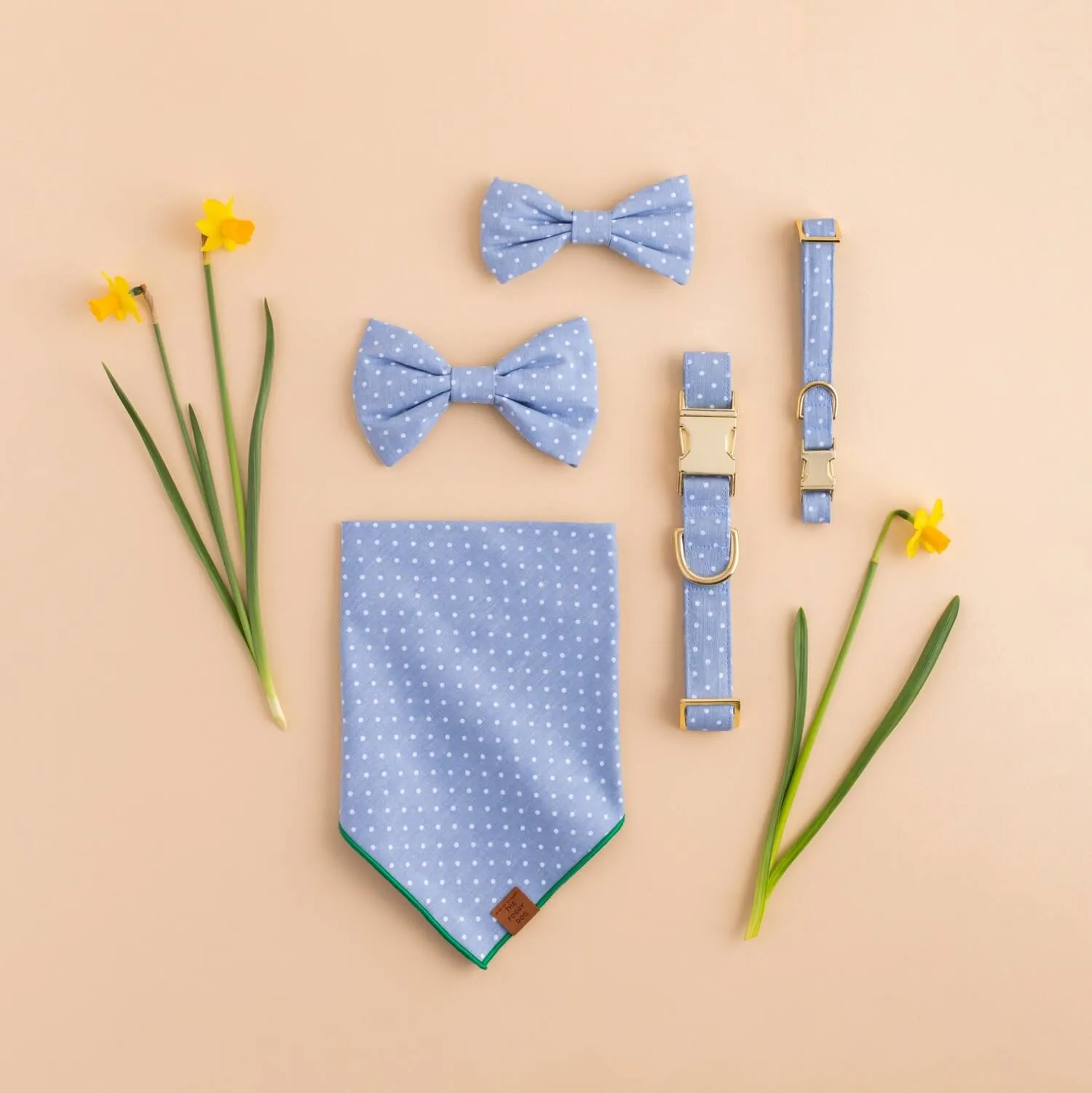 Chambray Dots Dog Bow Tie