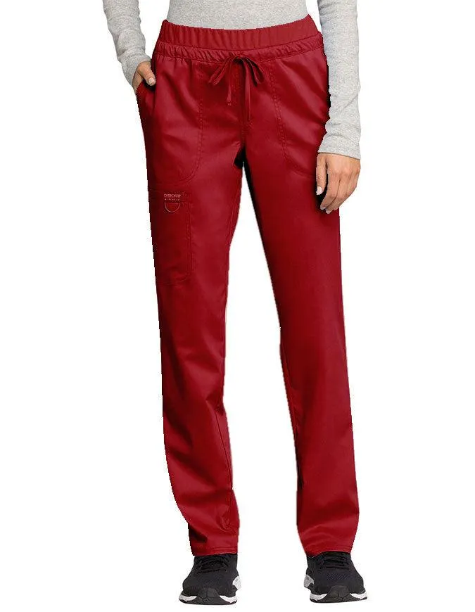 Cherokee Workwear Revolution Women's Mid Rise Tapered Leg Drawstring Petite Pant