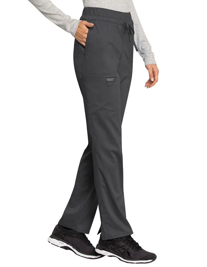 Cherokee Workwear Revolution Women's Mid Rise Tapered Leg Drawstring Petite Pant