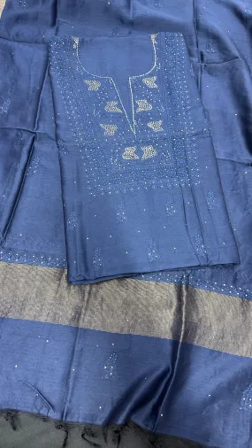 Chikan hand EMBROIDERED chanderi silk suits