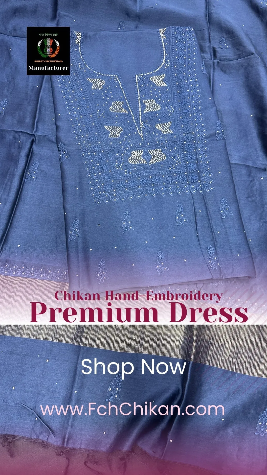 Chikan hand EMBROIDERED chanderi silk suits