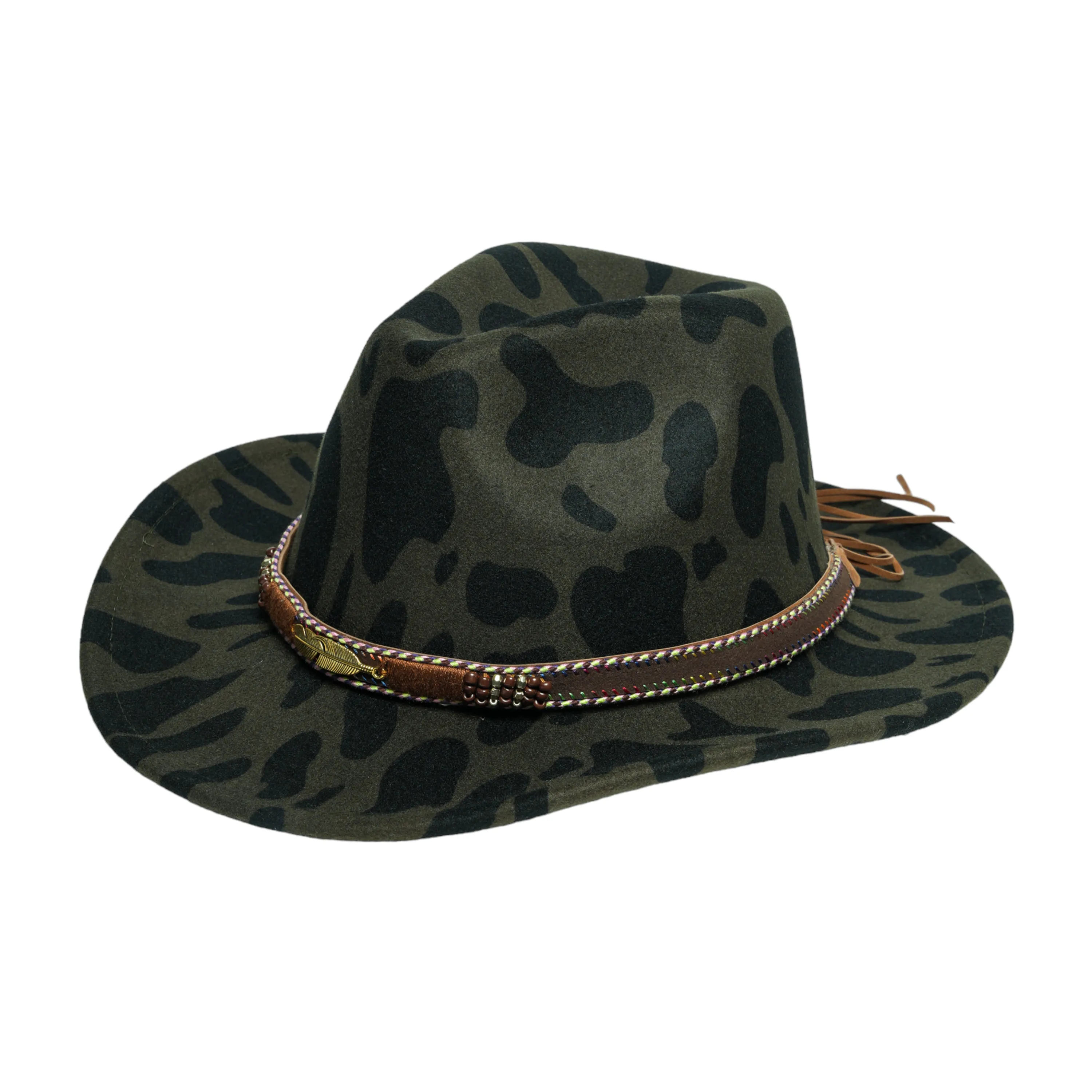 Chokore Cow Print Cowboy Hat (Olive Green)