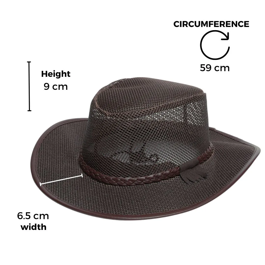 Chokore Mesh Cowboy Hat with Braided Belt (Dark Brown)