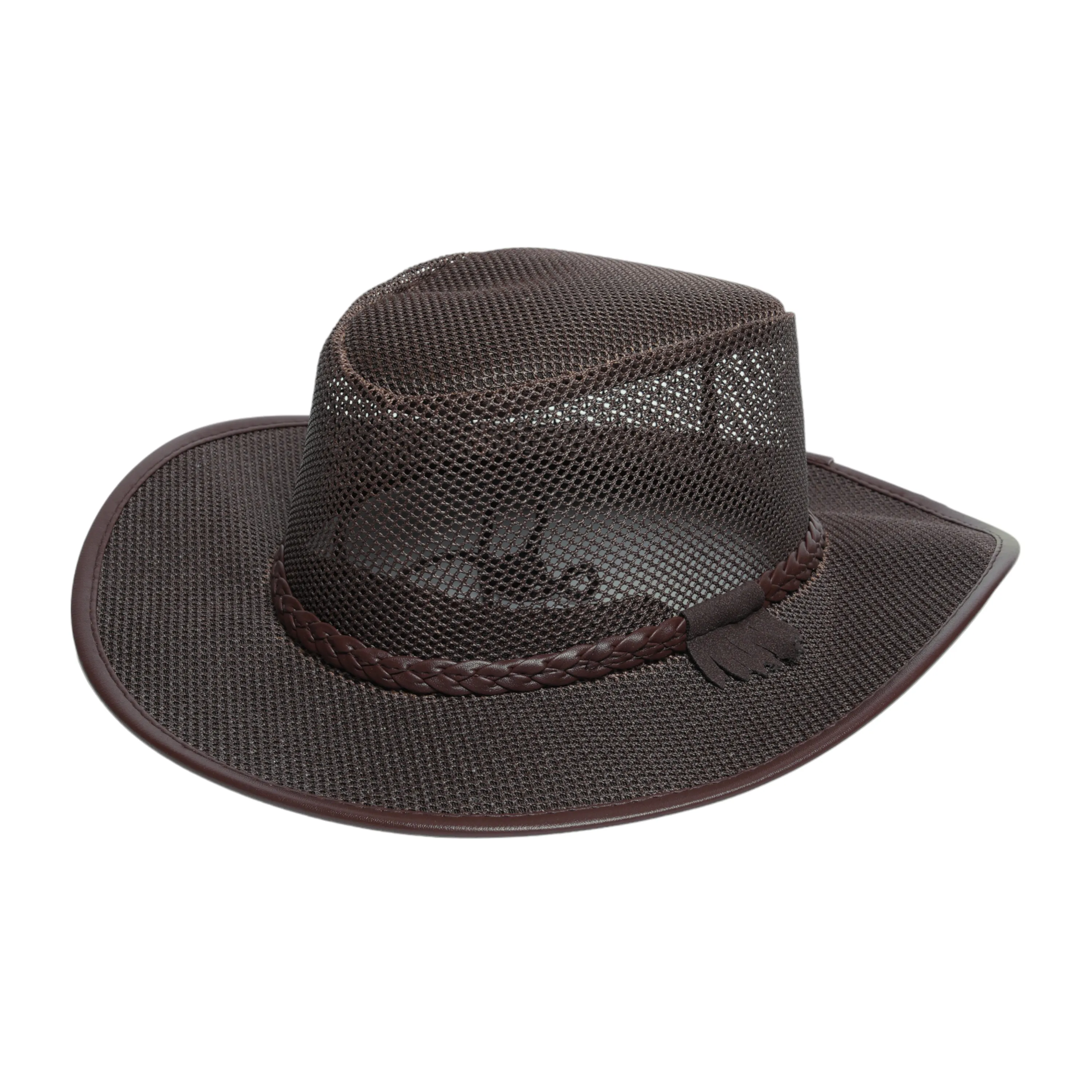 Chokore Mesh Cowboy Hat with Braided Belt (Dark Brown)