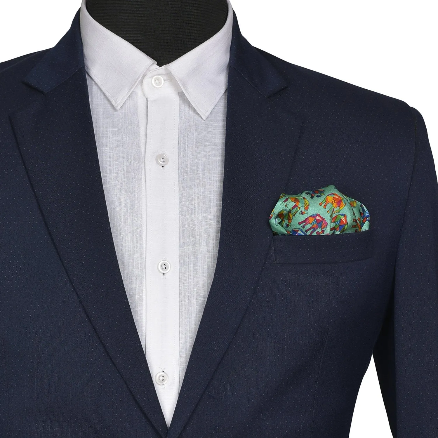 Chokore Multi-coloured Elephants Silk Pocket Square for Men from the Wildlife range