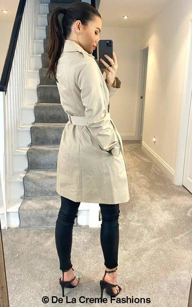 Cotton Blend Belted Trench Coat