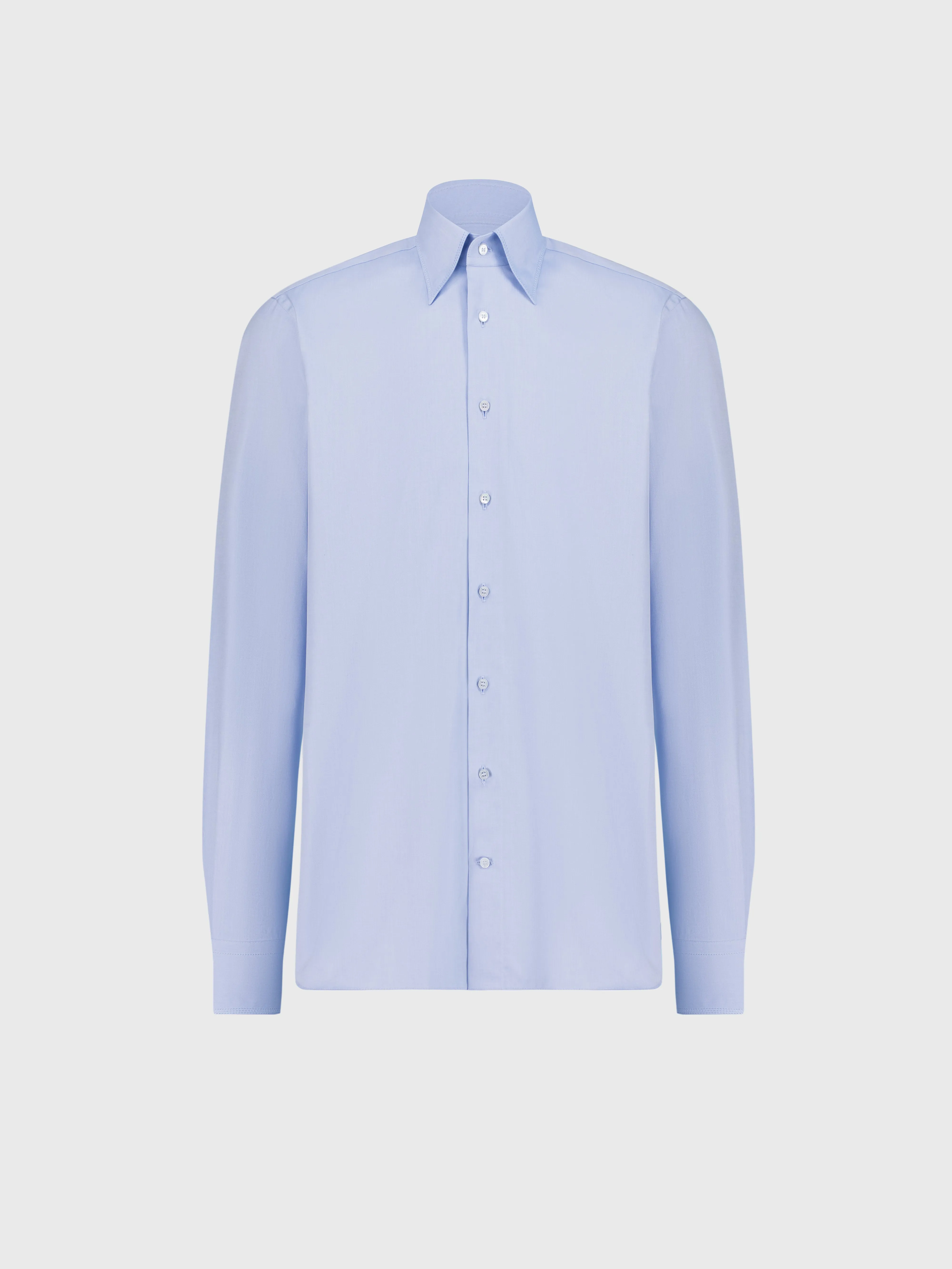 Cotton Shirt with Triple Stitching Light Blue