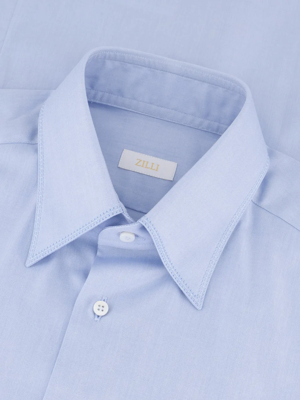 Cotton Shirt with Triple Stitching Light Blue