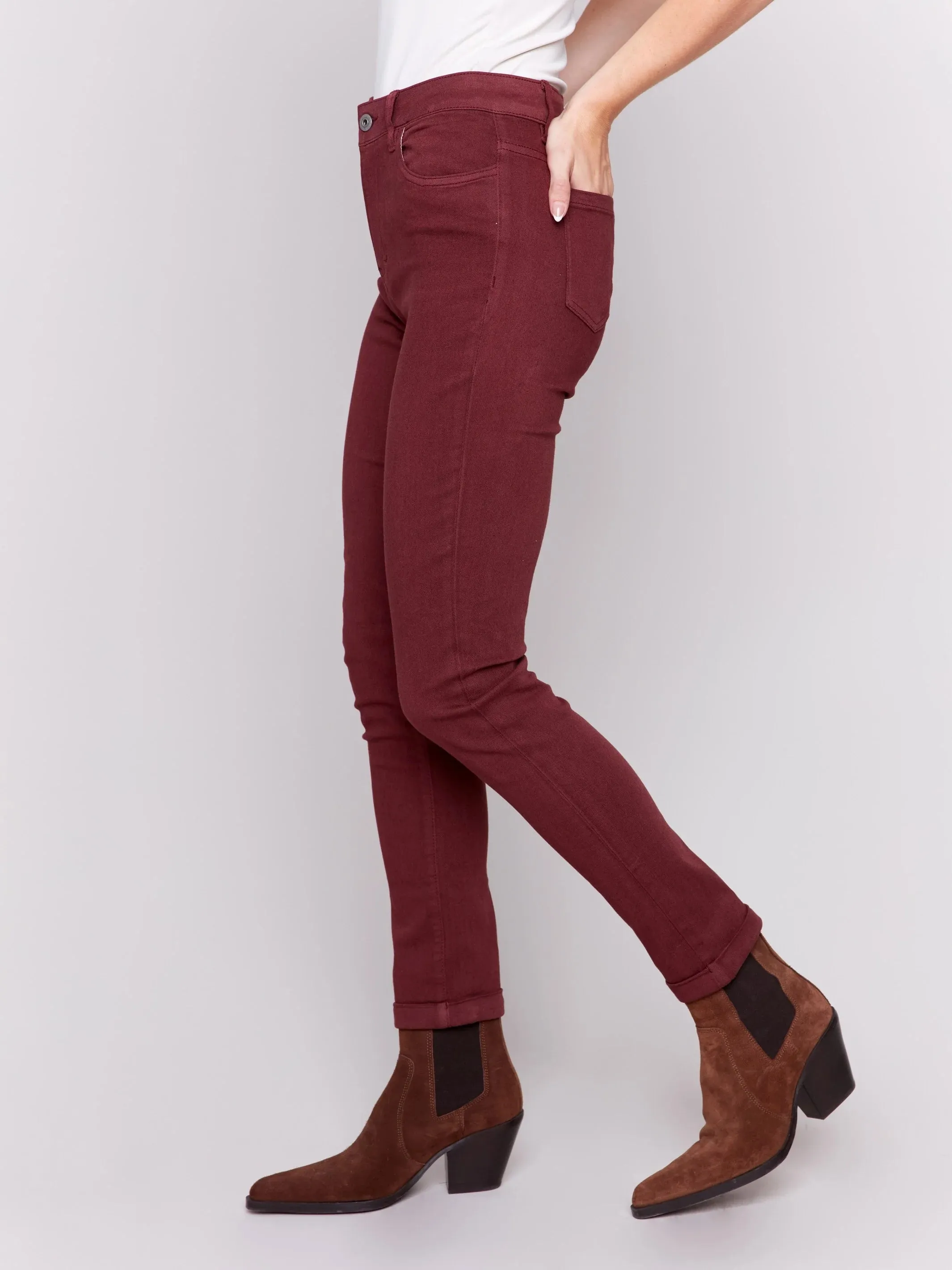 Cuffed Hem Twill Jeans