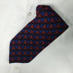 Dancing Bear Grateful Dead Mens Red & Blue Chevron Print 100% Silk Neck Tie 58”