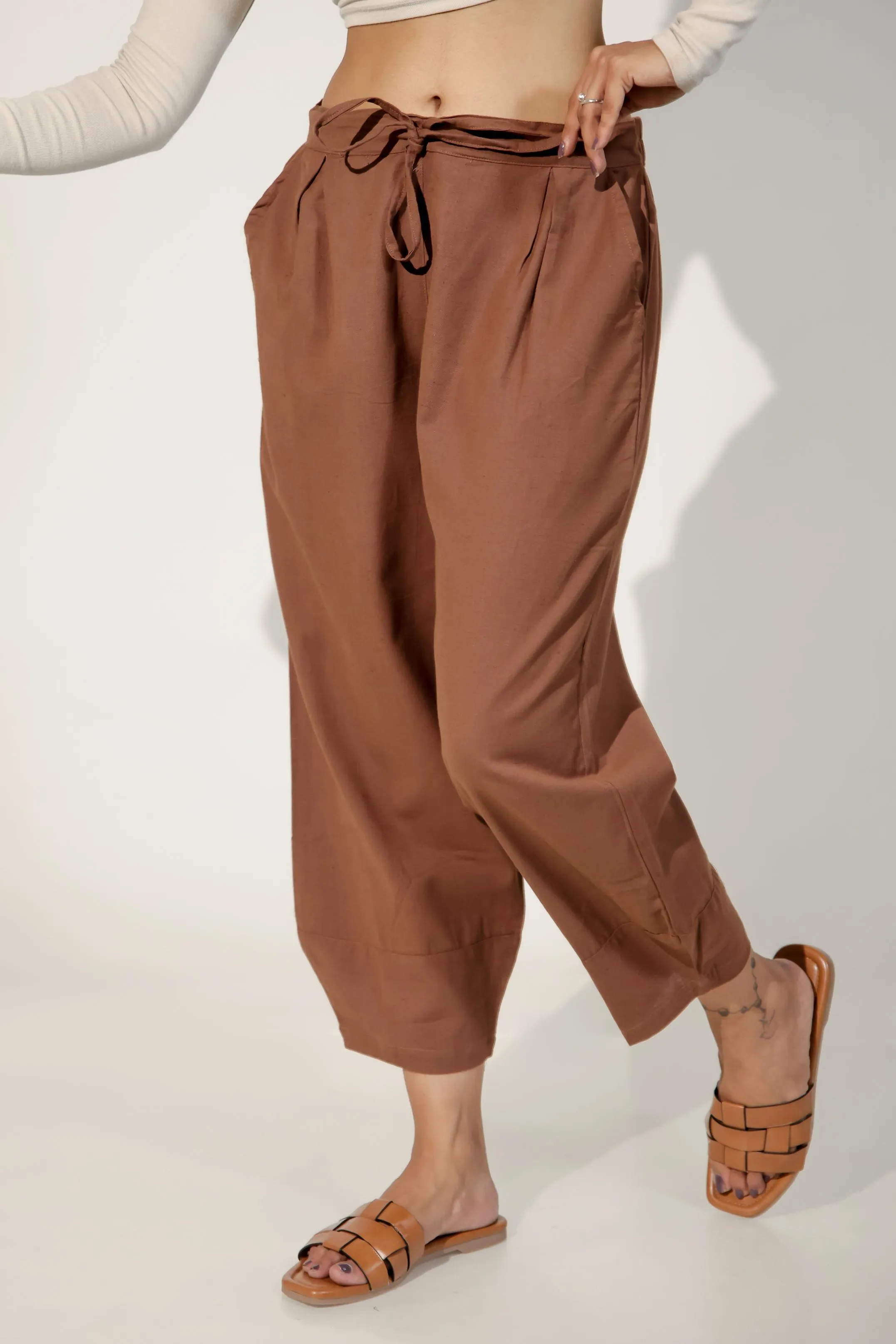 Dark Brown Women's Regular-Fit Trousers