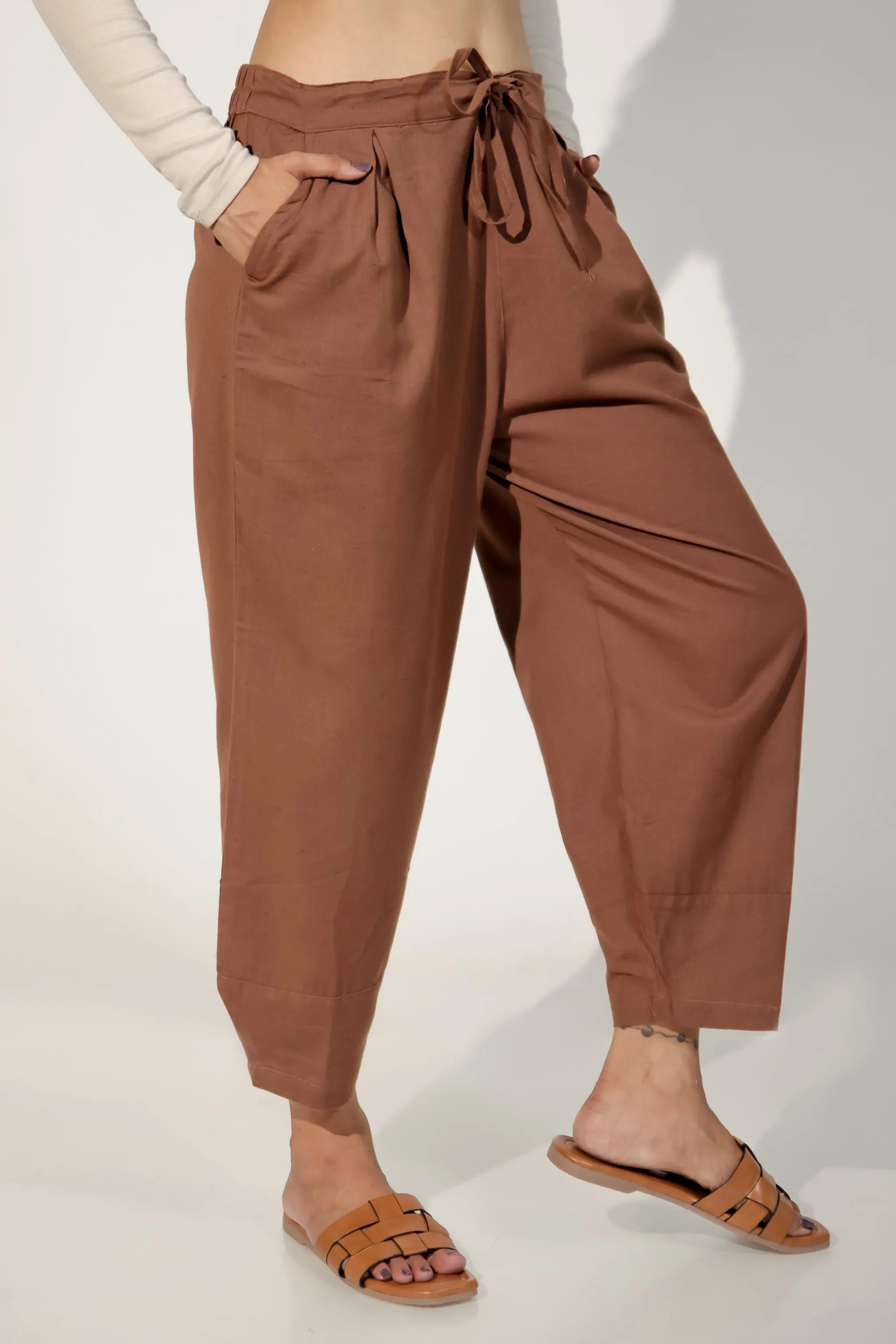 Dark Brown Women's Regular-Fit Trousers