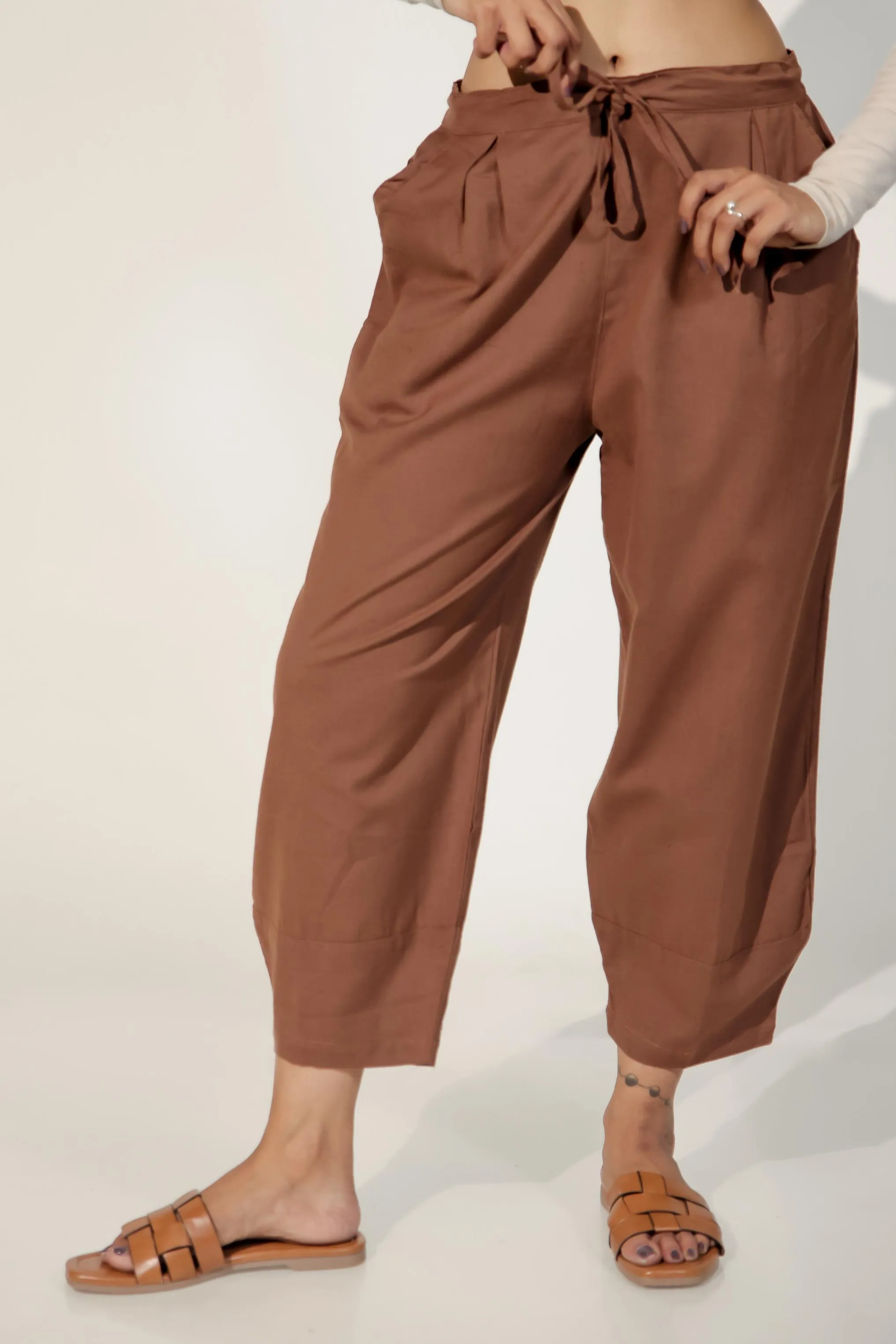 Dark Brown Women's Regular-Fit Trousers