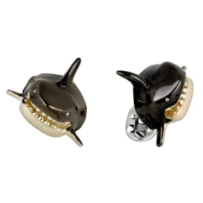 Deakin & Francis Silver Shark Head Cufflinks