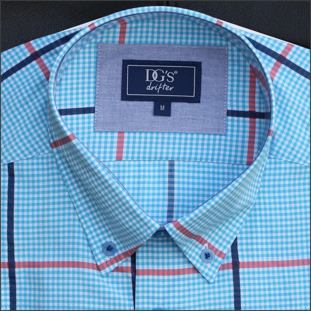 Dg's Turquoise with Red & Navy Check SS Shirt^