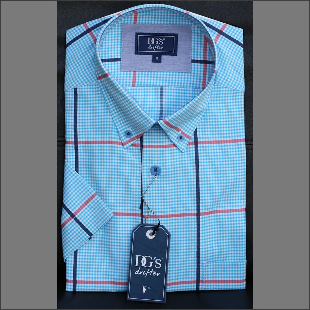 Dg's Turquoise with Red & Navy Check SS Shirt^