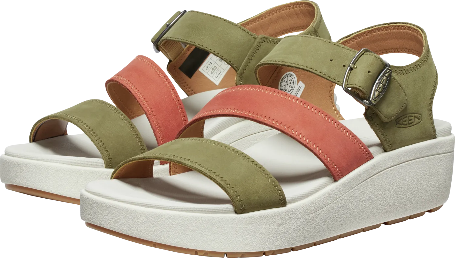 Ellecity Wedge Walking Sandal in Martini Olive/Baked Clay