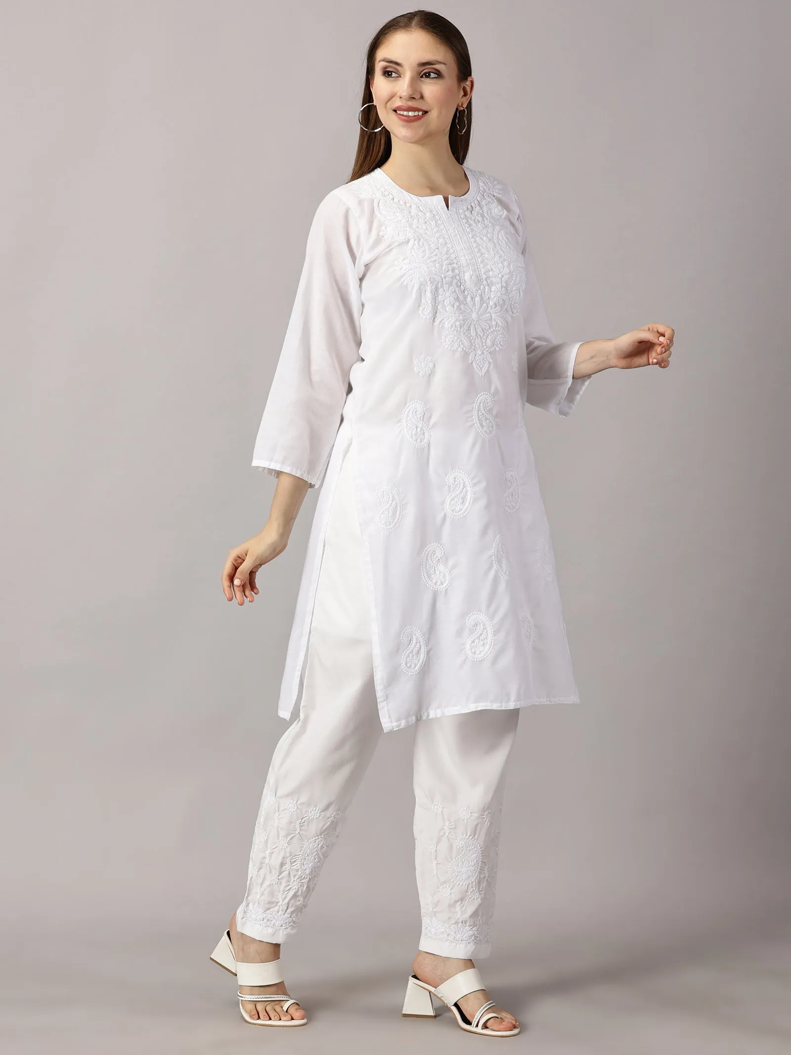 Embroidered Cotton Wear: 2 Kurtis   Pants Set | Women’s Cotton Kurti Set: Embroidery & Comfort Combo | Chic Cotton Sets Combo: Embroidered Kurtis and Pants | Stylish Cotton Kurti Set with Pants - 2 Piece Combo