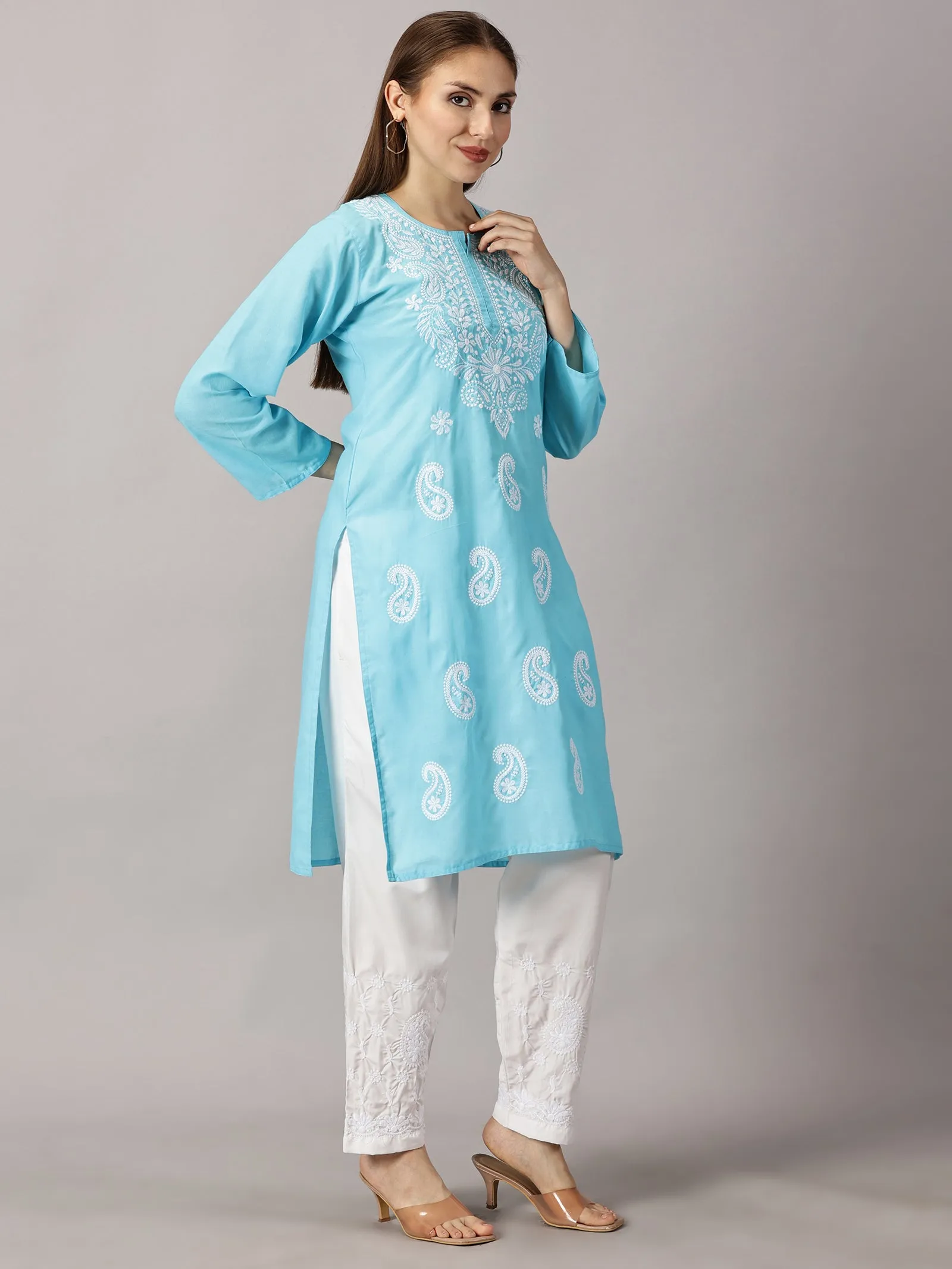 Embroidered Cotton Wear: 2 Kurtis   Pants Set | Women’s Cotton Kurti Set: Embroidery & Comfort Combo | Chic Cotton Sets Combo: Embroidered Kurtis and Pants | Stylish Cotton Kurti Set with Pants - 2 Piece Combo